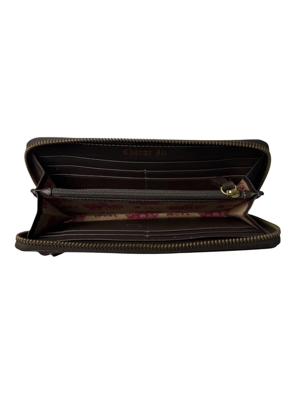 Juicy Couture Burgundy Red Wallet w/ Brown Embroidered Logo